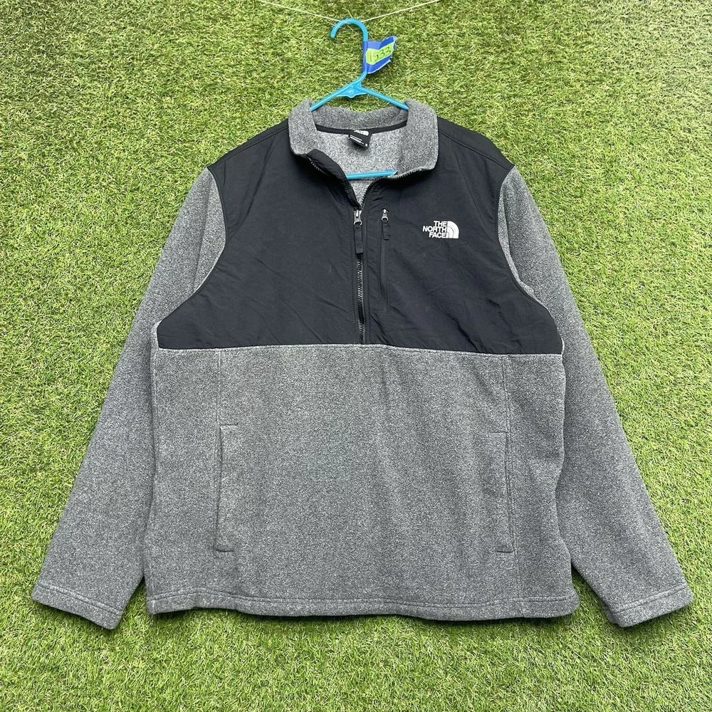 The North Face Pullover Jacket Mens XL Half-Zip Grey Fleece Outdoor Hiking